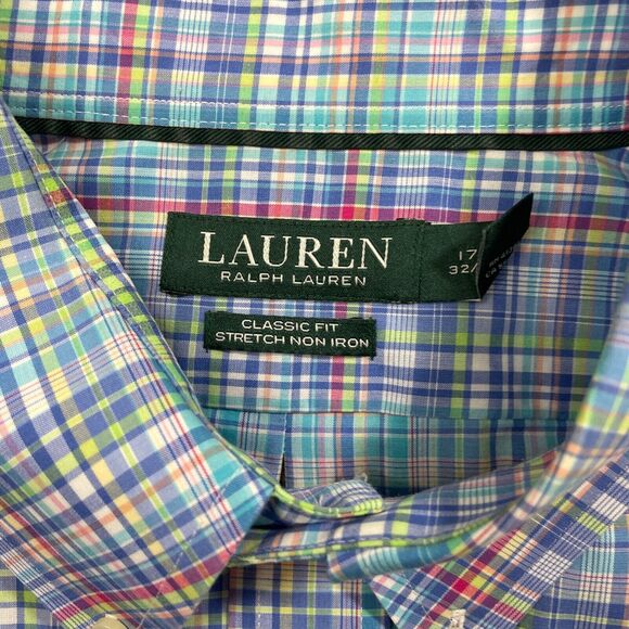 Lauren Ralph Lauren 17 1/2 32/33 Long SLeeve Button Up Button Collar Classic Fit - Picture 3 of 7